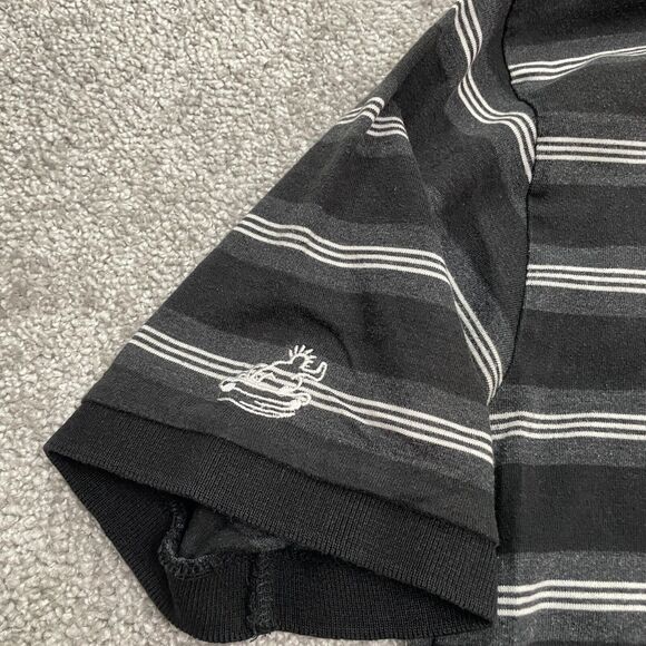 SAC Skateboarding Sacramento Vintage Polo Shirt Mens Large Blavk White Striped - Picture 10 of 12